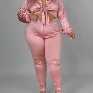 Elegant Pink Satin Jumpsuit